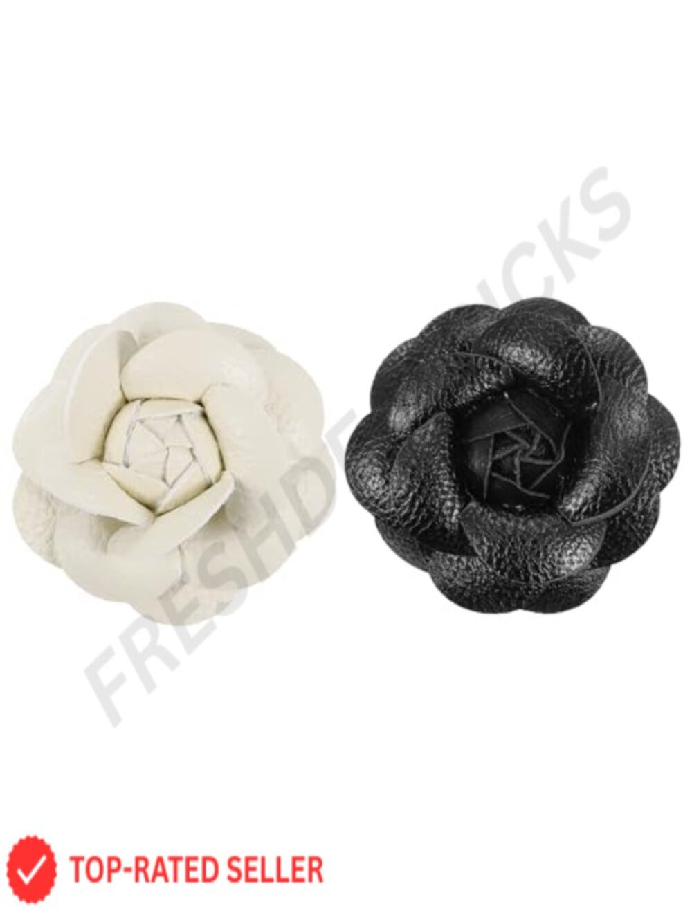 Leather Flower Brooch Pin Hair Clip Set Camellia Hairpin Floral